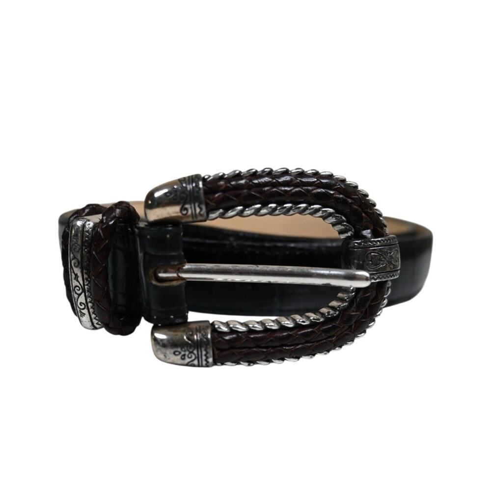 Brighton Women's M 40253 Black Croc Embossed Leather Belt